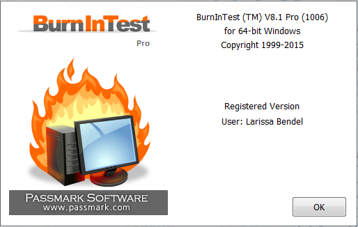 PassMark BurnInTest Professional 8.1 Build 1006 PassMark BurnInTest Professional 8.1 Build 1006