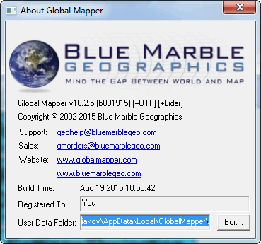 Global Mapper 16.2.5 Build 081915 Global Mapper 16.2.5 Build 081915