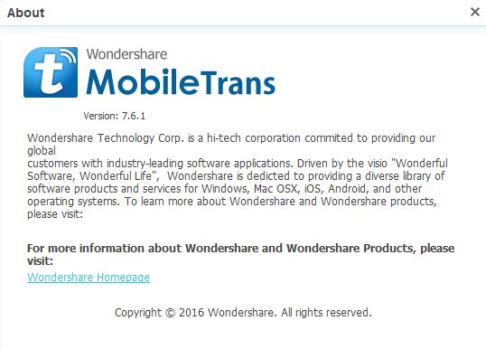 Wondershare MobileTrans 7.6.1.480