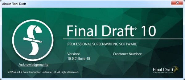 Final Draft 10.0.2 Build 49 Final Draft 10.0.2 Build 49