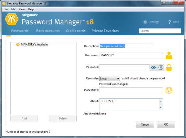 Steganos Password Manager 18.0.3 Revision 12133