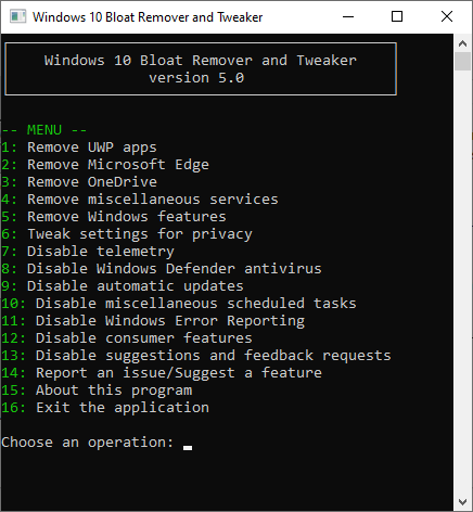 Windows 10 Bloat Remover and Tweaker 5.0
