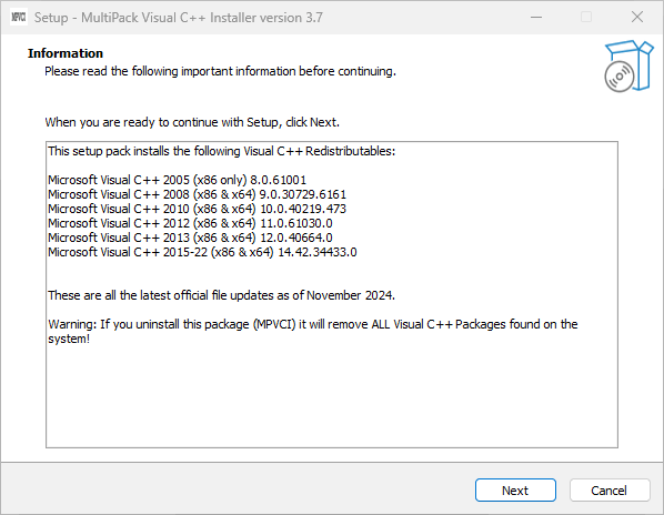 MultiPack Visual C++ Installer 3.8