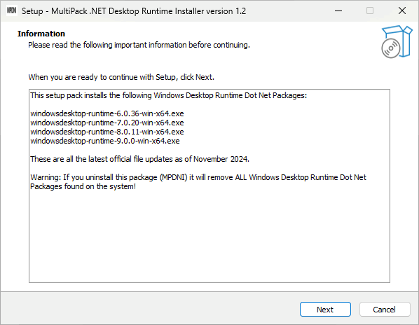 MultiPack .NET Windows Desktop Installer 1.3