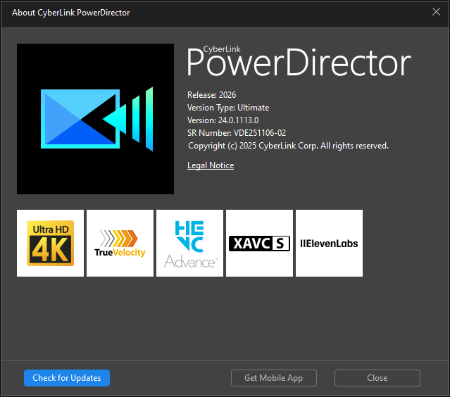 CyberLink PowerDirector Ultimate 2026 v24.0.1113.0