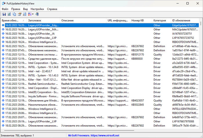 FullUpdatesHistoryView 1.01 + Rus