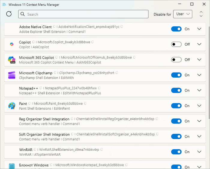 Windows 11 Context Menu Manager 1.0.1
