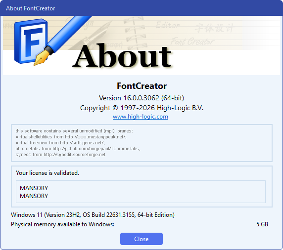 High-Logic FontCreator 16.0.0.3062